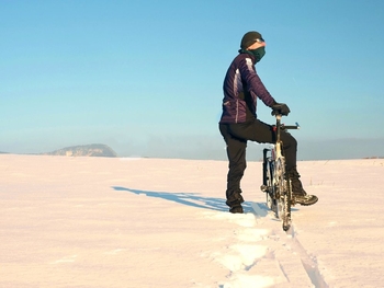 mountain bike in snow