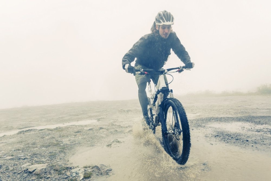 mountain biking in the rain