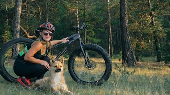 mountain bike with dog