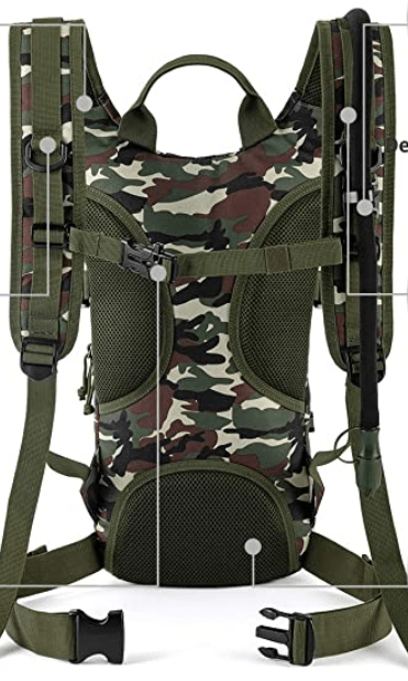 sharkmouth tactical molle hydration pack showing straps